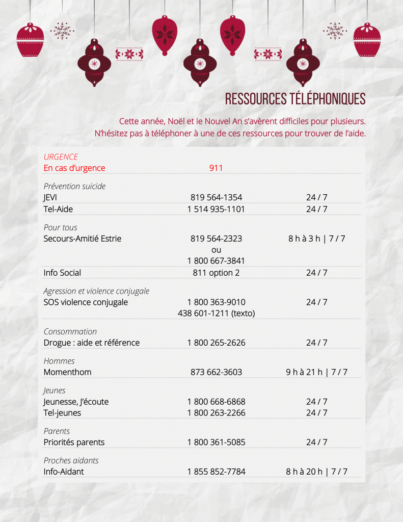 Des ressources disponibles pendant le temps des fêtes - Répertoire d ...